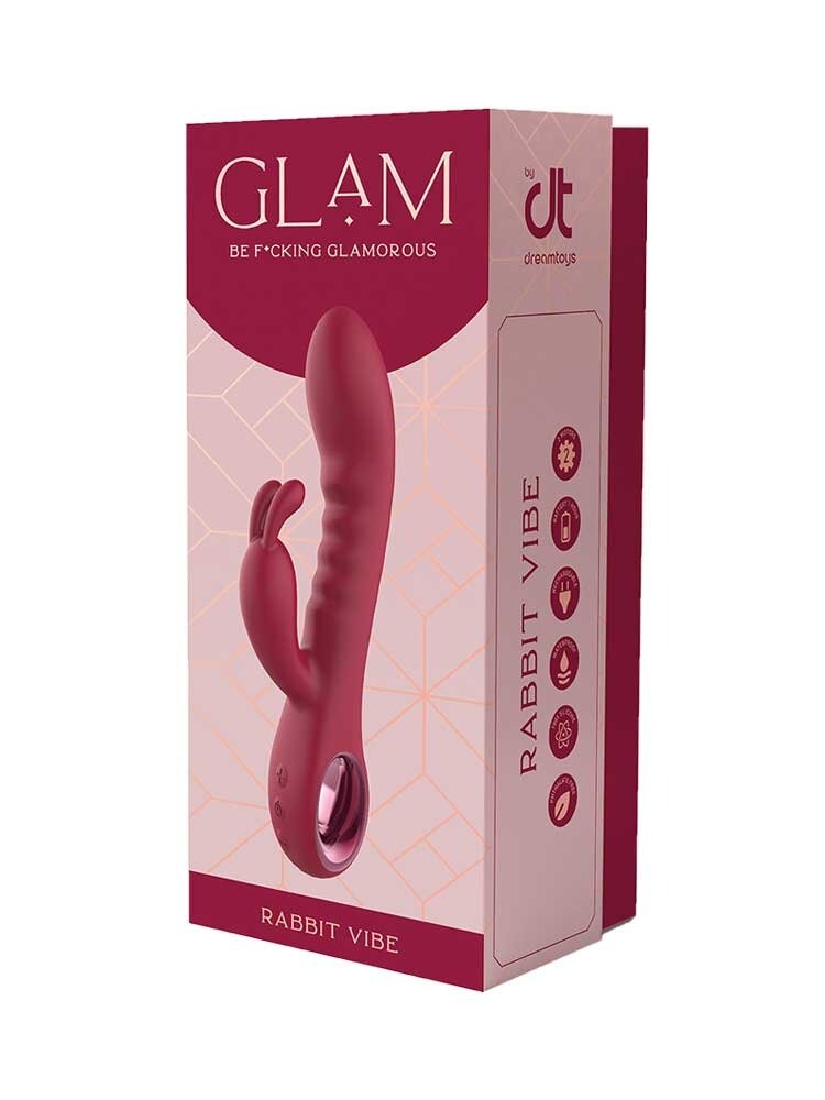 Вібратор кролик рельєфний Dream Toys Glam Rabbit Vibe, червоний