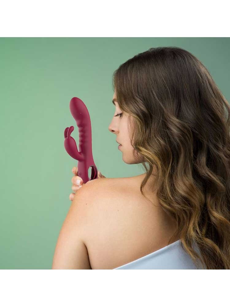 Вібратор кролик рельєфний Dream Toys Glam Rabbit Vibe, червоний