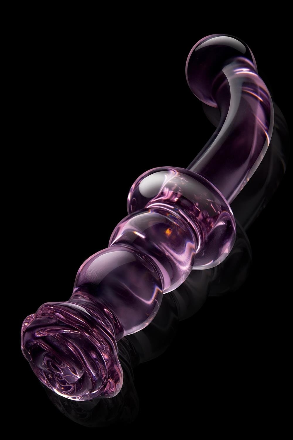 Вигнутий скляний рожевий фалоімітатор для точки G Dream Toys Glaze Glass з бутоном