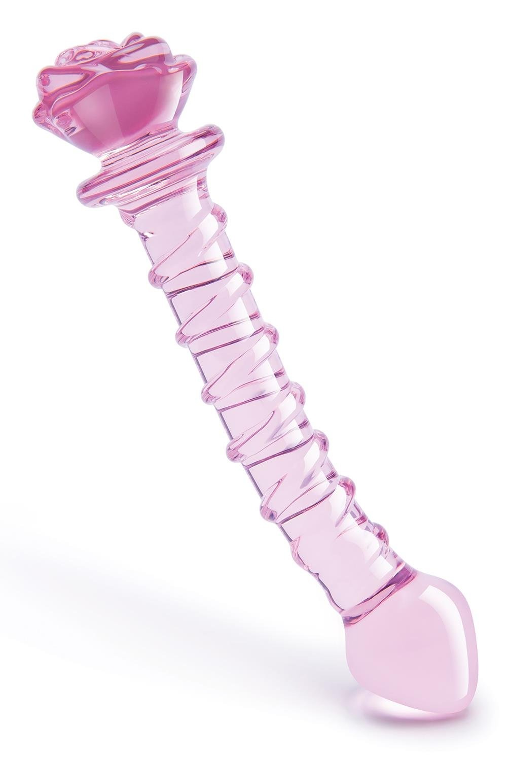 Спиральный фаллоимитатор для точки G из стекла Dream Toys Glaze Glass в форме бутона розы