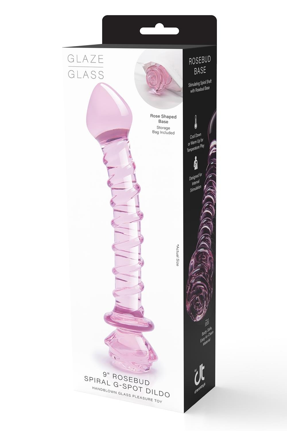 Спиральный фаллоимитатор для точки G из стекла Dream Toys Glaze Glass в форме бутона розы