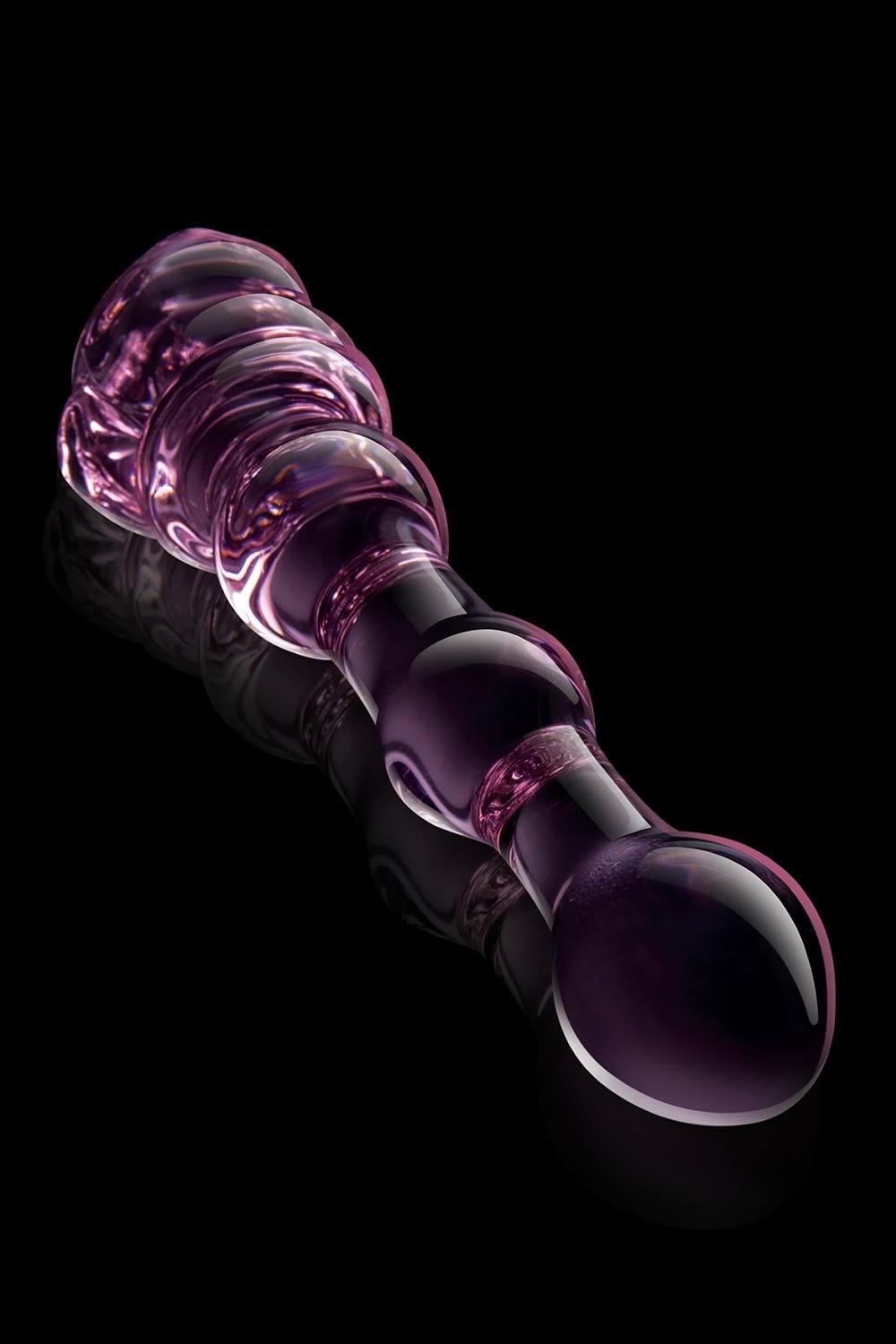 Стеклянный фаллоимитатор Dream Toys Glaze Glass в форме бутона розы с бусинами, розовый