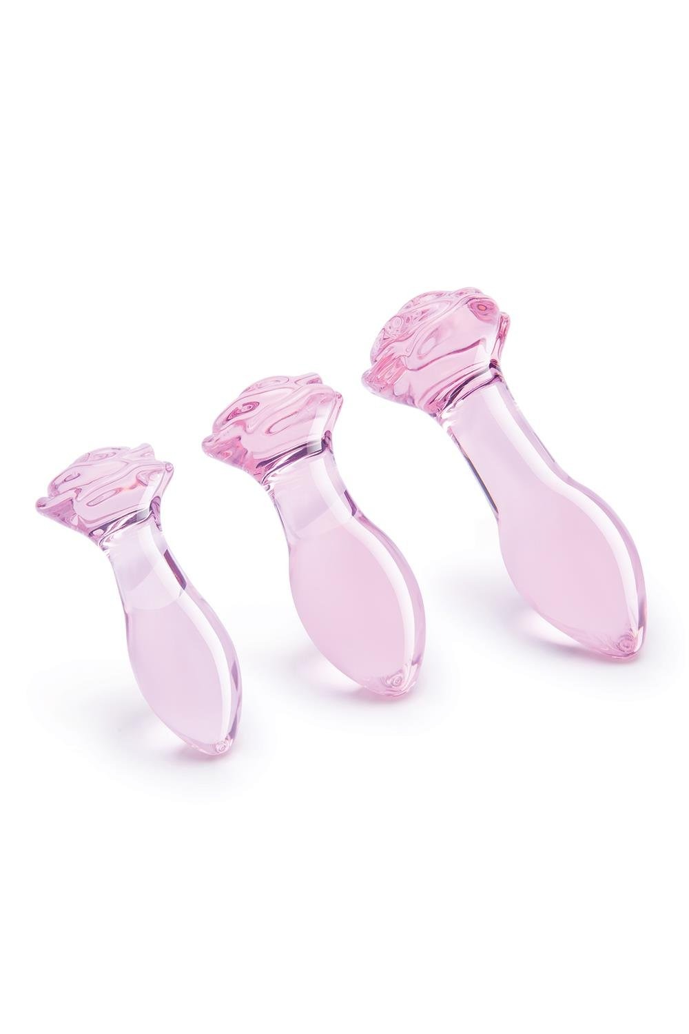 Набор анальных пробок DreamToys Glaze Glass Rosebud стеклянный, розовый, 3 шт.