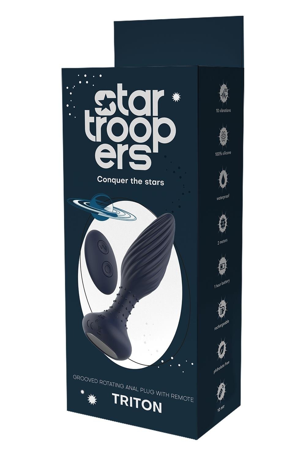 Вибрирующая анальная пробка Dream Toys Startroopers Triton с пультом управления, черная