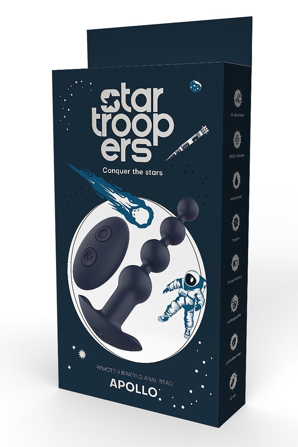 Анальна ялинка з вібрацією Dream Тoys Startroopers Apollo на пульті керування, чорна