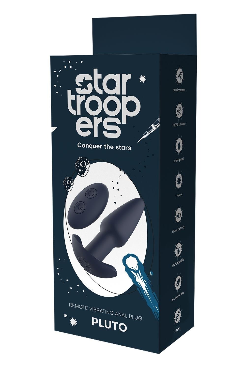 Вібруюча анальна пробка Dream Toys Startroopers Pluto з пультом керування, чорна