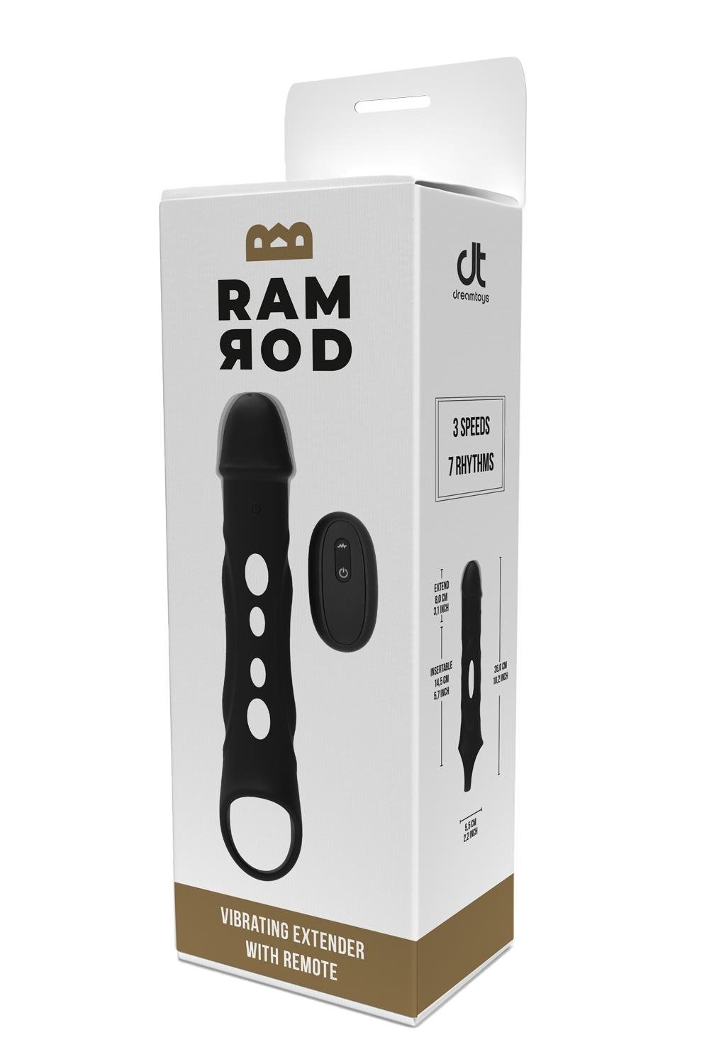 Насадка на пеніс із вібрацією Dream Toys Ramrod та пультом управління, чорна