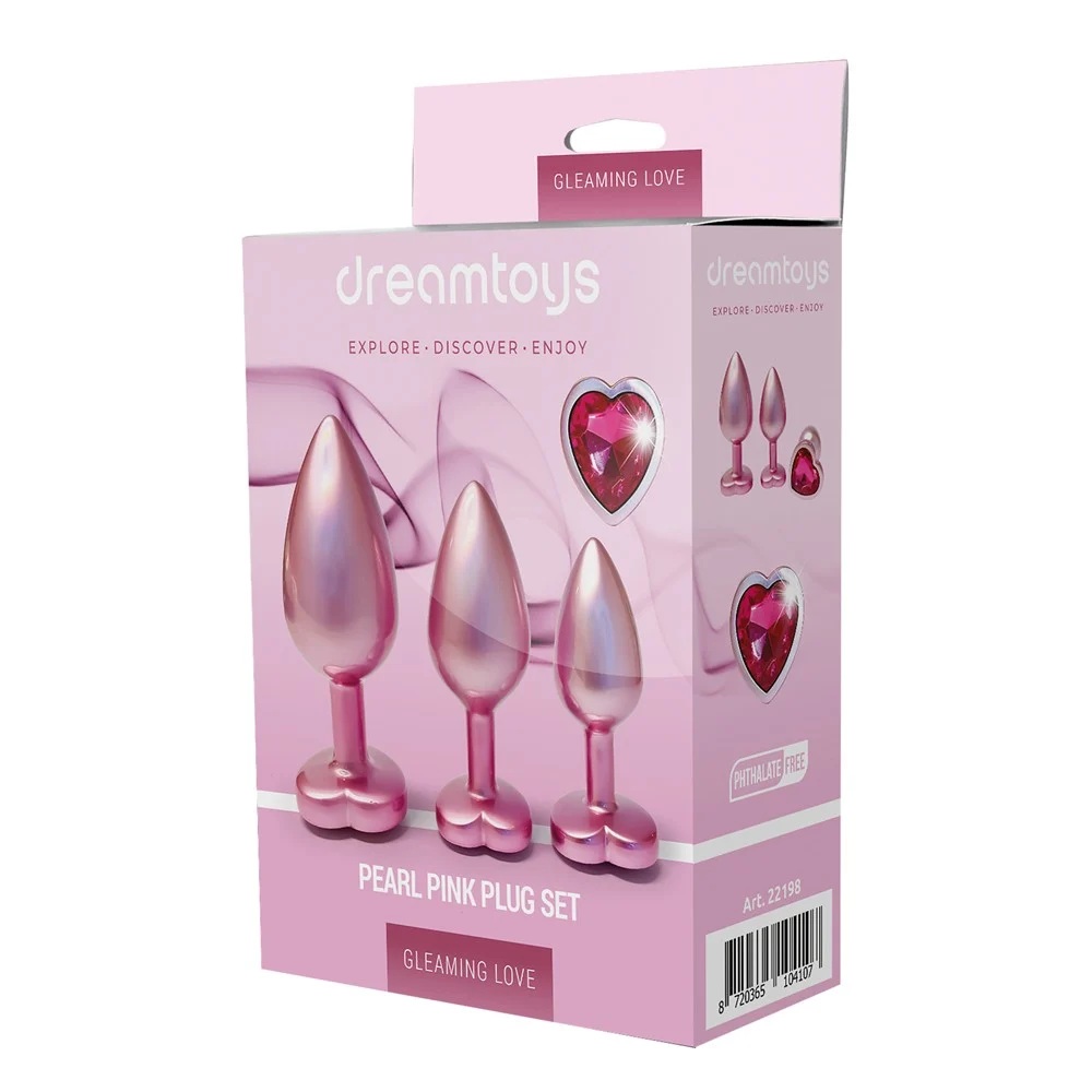 Набір із трьох анальних пробок Dream Toys Gleaming Love, розміри S, M, L, перламутрово-рожевий