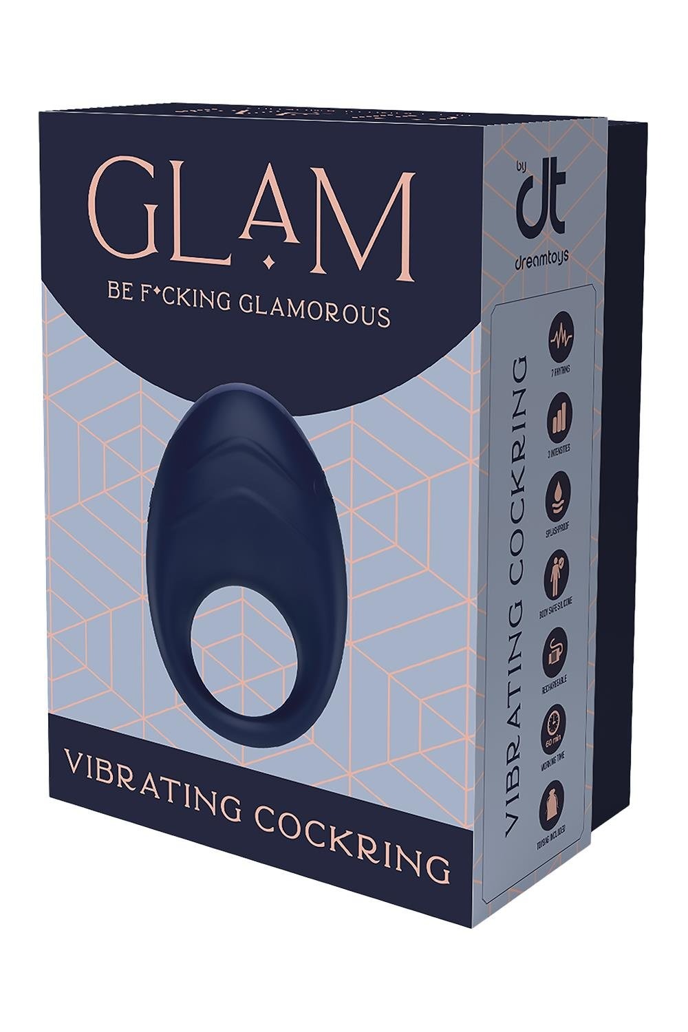 Гламурное вибрационное кольцо для пениса Dream Toys Glam синее