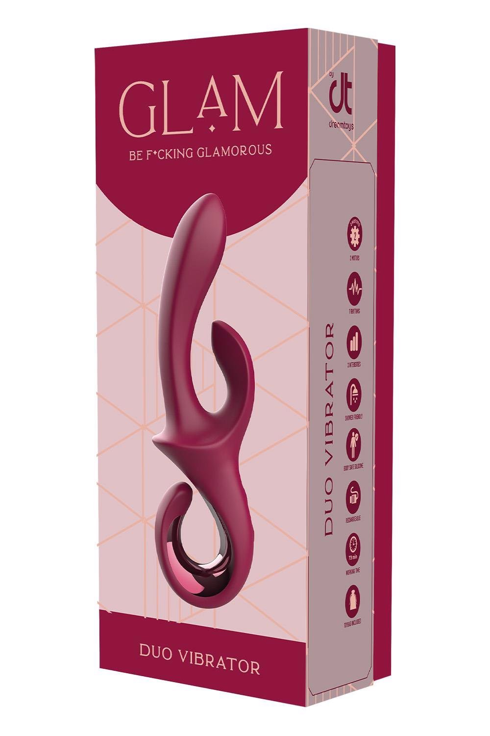 Вібратор-кролик Dreamtoys Glam Duo Vibrator з гачком ручкою, 22.7 х 4.2 см