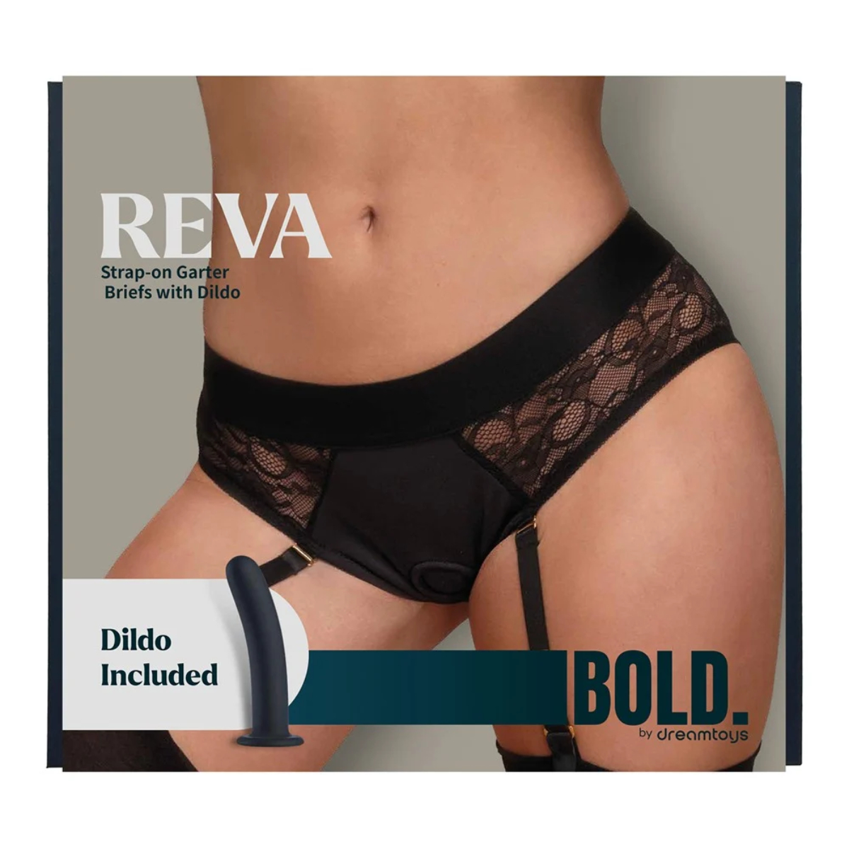Страпон із трусиками-підв'язками Dream Toys Bold Reva, чорний, розмір S