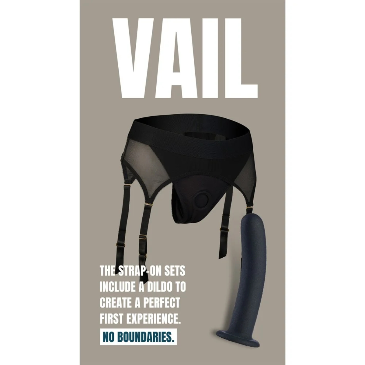 Страпон із трусиками-підв'язками Dream Toys Bold Vail, чорний, розмір S