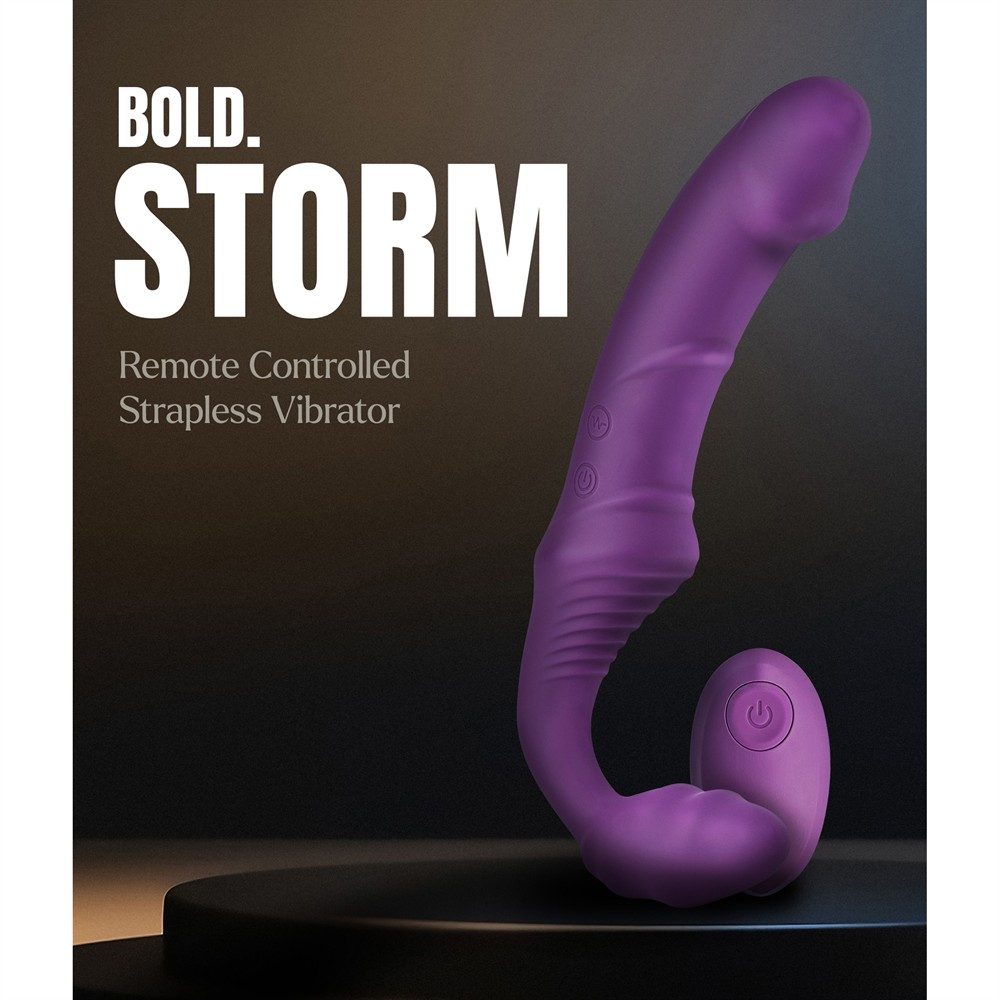 Безремінний вібрострапон Dream Toys Storm з пультом дистанційного керування, фіолетовий