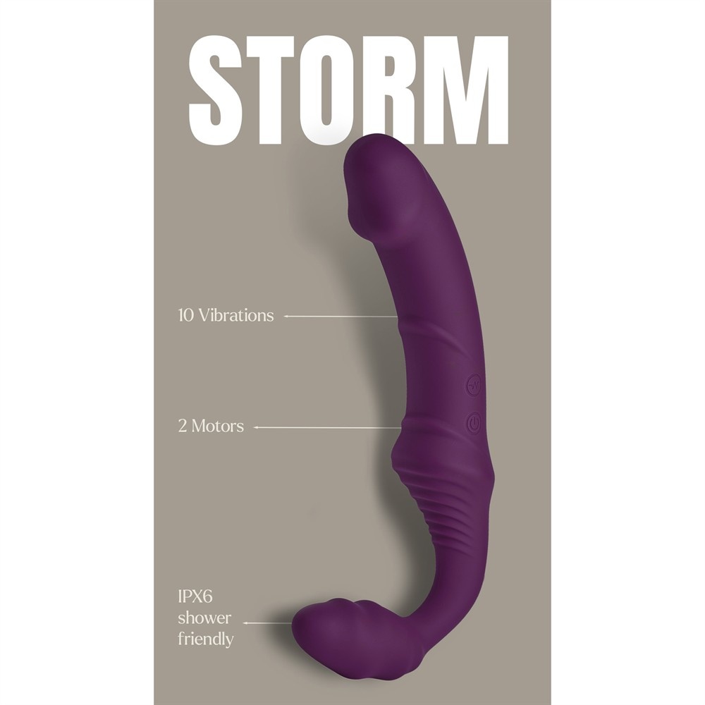 Безремінний вібрострапон Dream Toys Storm з пультом дистанційного керування, фіолетовий