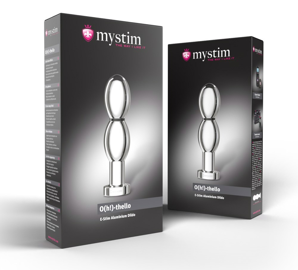 Универсальный фаллоимитатор для электростимуляции Mystim O(h!)-thello из алюминия, 14 см х 3.5 см