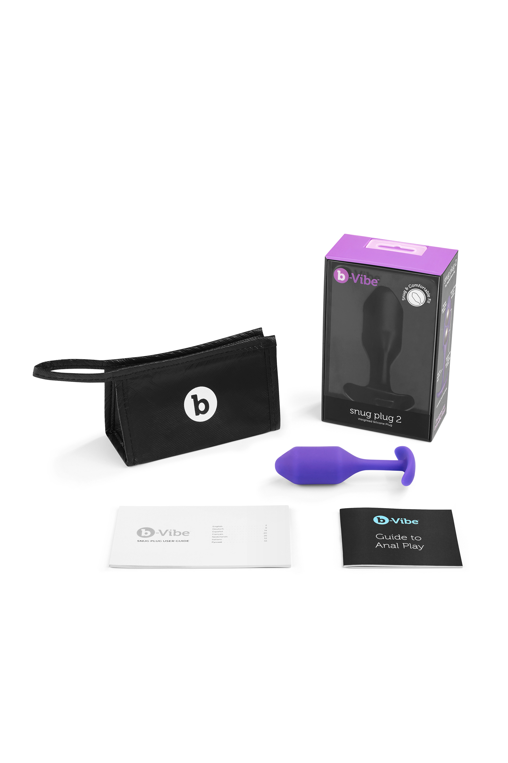 Анальная пробка с утяжелительными шариками и смещенным центром тяжести B-Vibe Snug Plug 2