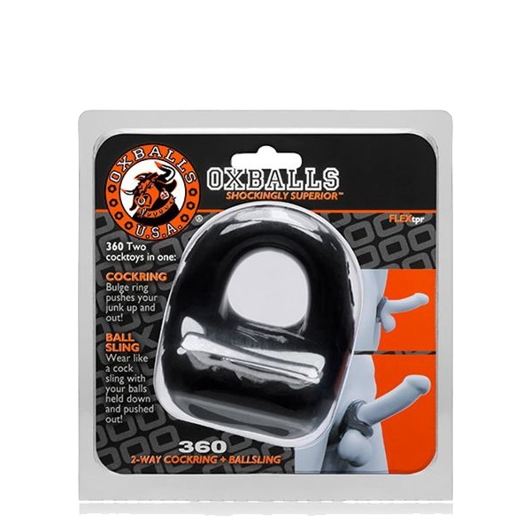 Ерекційне кільце OXBALLS 360 Cockring & Ballsling, для пеніса та мошонки, чорне, 2,5 см
