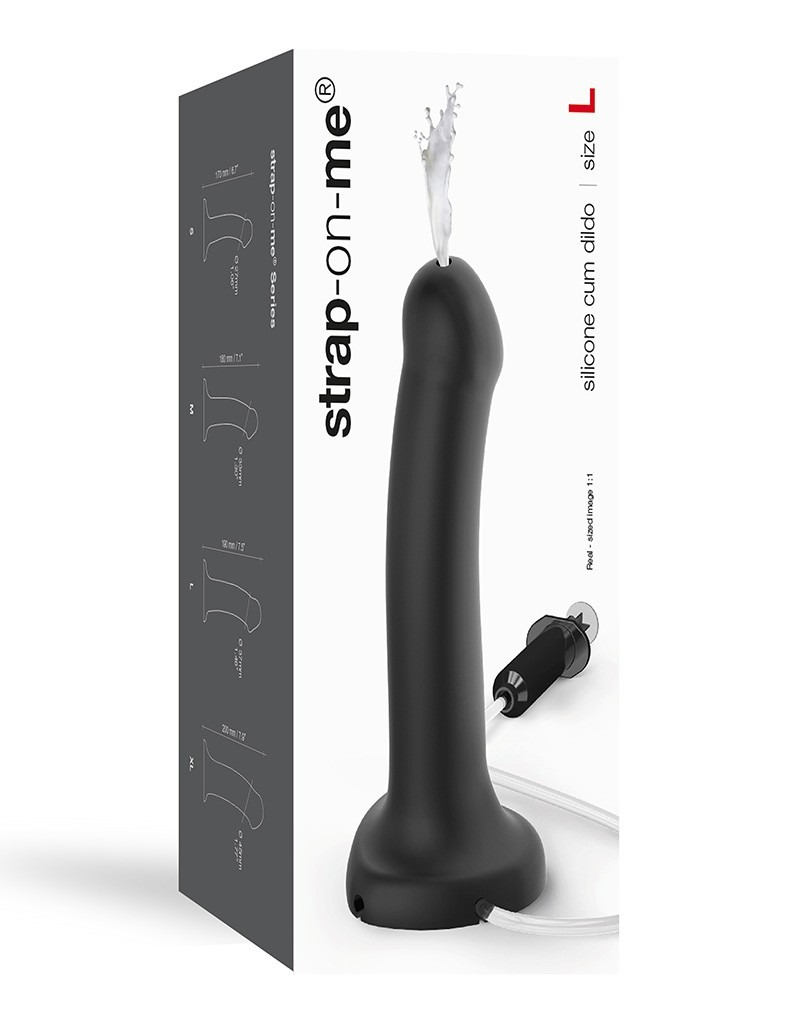 Фалоімітатор з ефектом сім'явипорскування, реалістичний, чорний, L Strap-On-Me