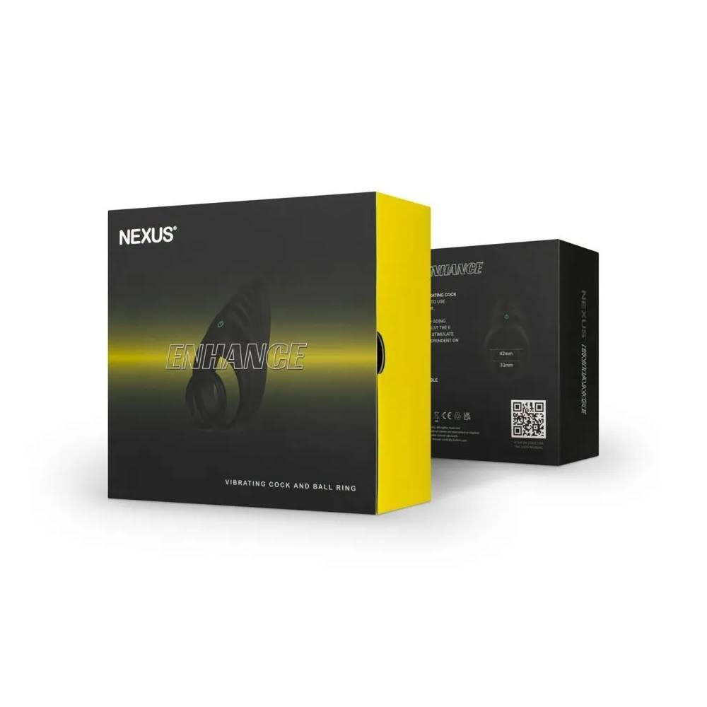 Вібро-ерекційне кільце Nexus Enhance з петлею на мошонку, з рельєфним стимулятором, чорне Штрихкод: 4024144272631