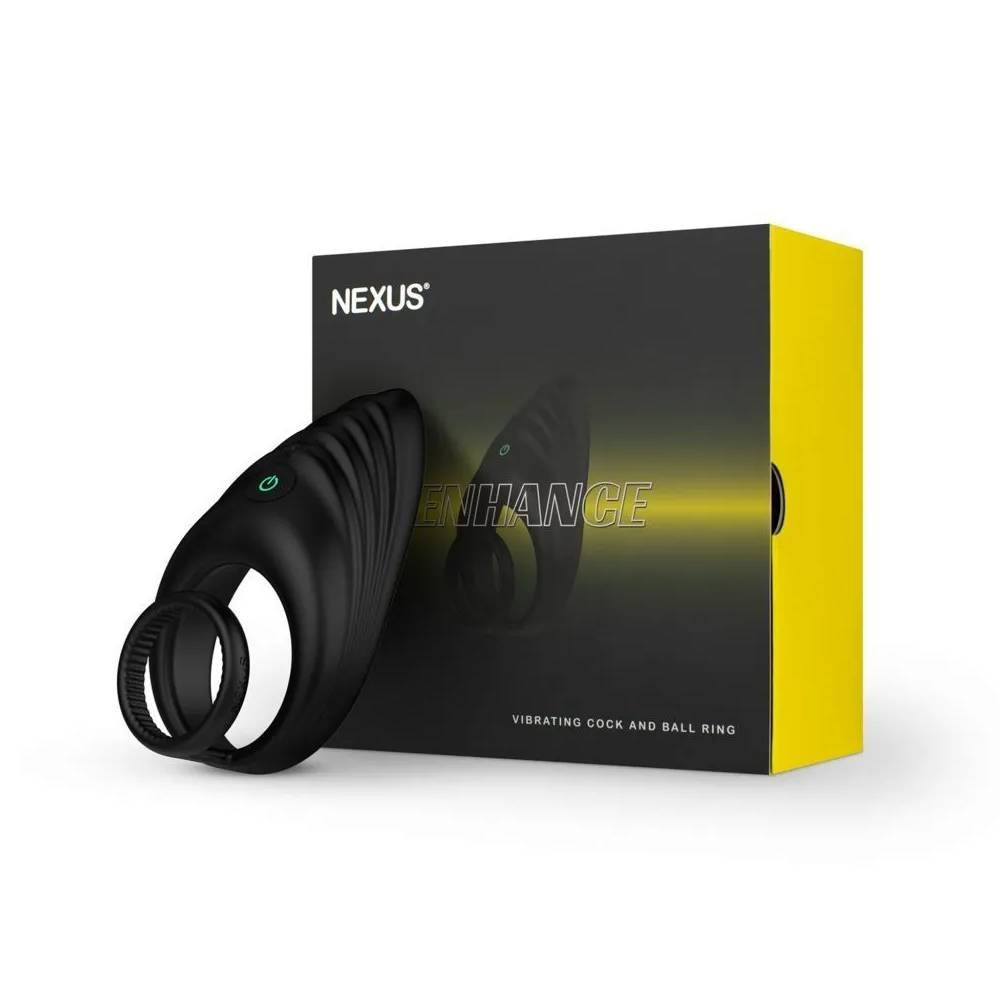 Вібро-ерекційне кільце Nexus Enhance з петлею на мошонку, з рельєфним стимулятором, чорне Штрихкод: 4024144272631