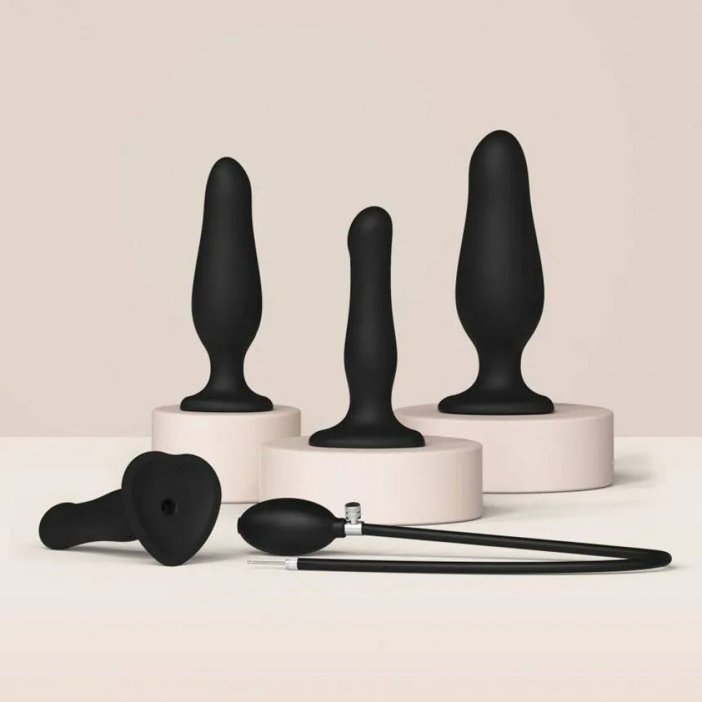 Анальна пробка з накачуванням нереалістична Strap-On-Me чорна, 19 х 6 см