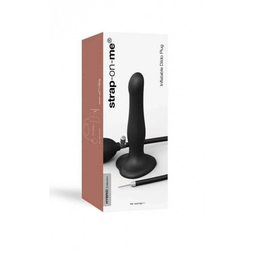 Анальна пробка з накачуванням нереалістична Strap-On-Me чорна, 19 х 6 см