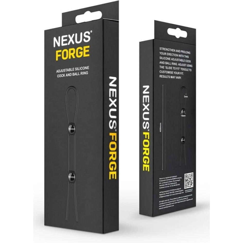 Лассо на член с петлей на мошонку Nexus Forge черное, 40 см