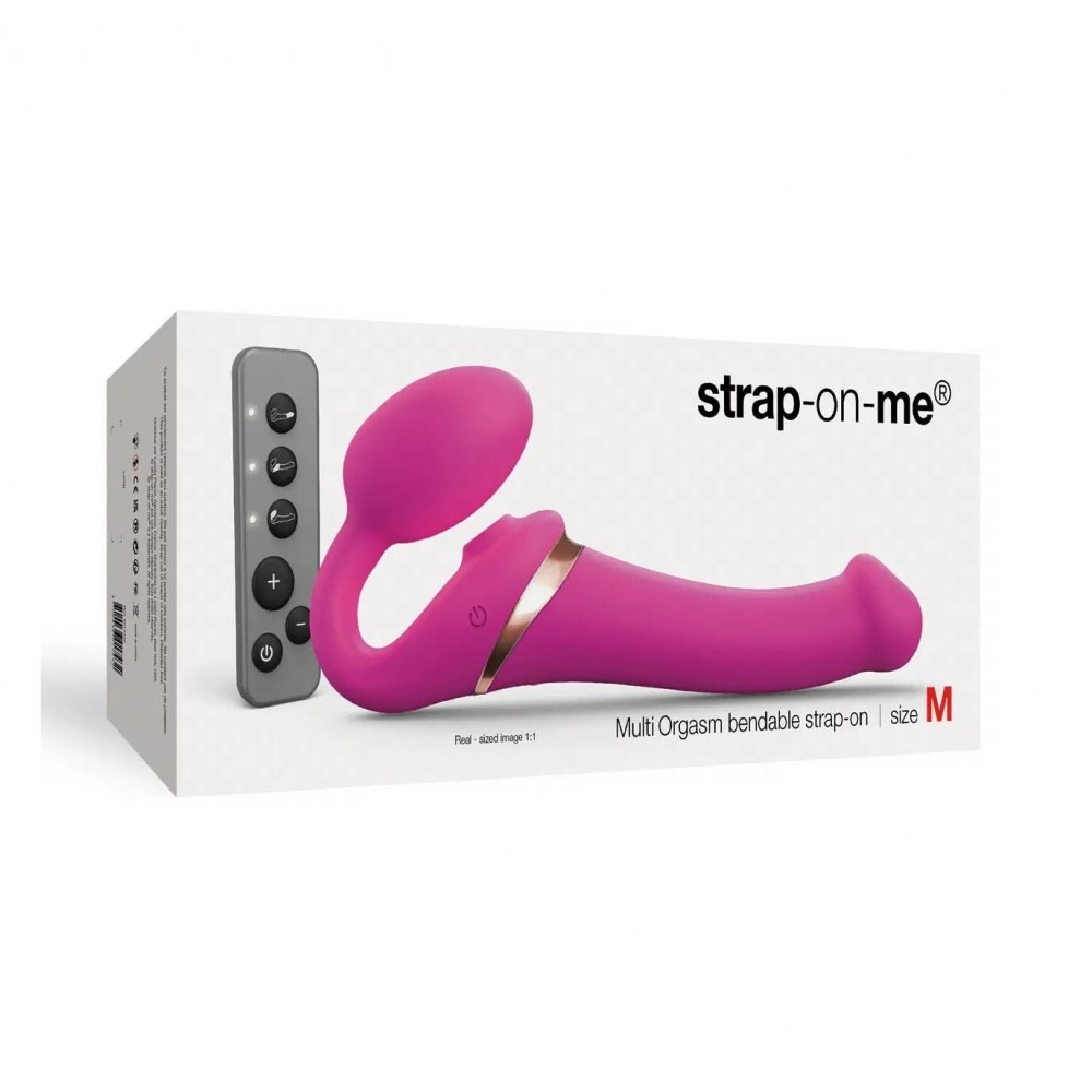 Безремневий страпон M з вібрацією та вакуумною стимуляцією Strap-On-Me, з дистанційним пультом