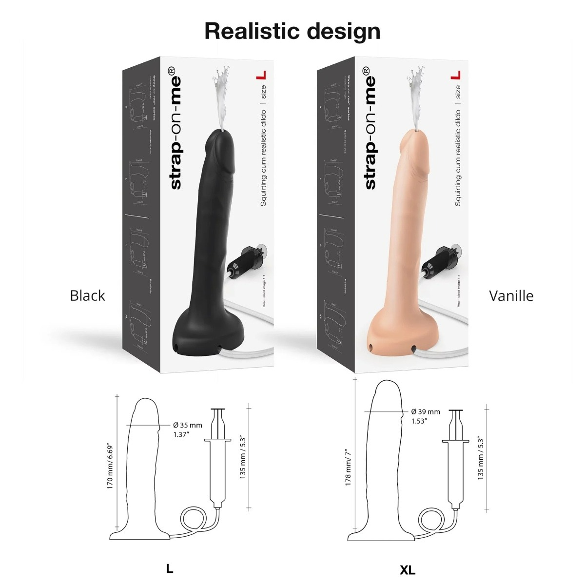 Фаллоимитатор с эффектом семяизвержения реалистичный - L, Strap-On-Me