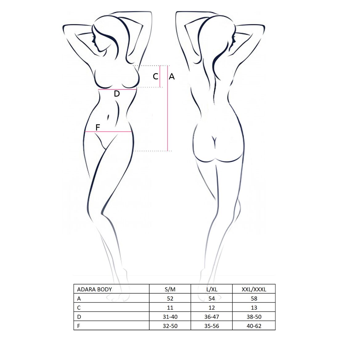 Боді-монокіні Passion ADARA BODY L/XL, black