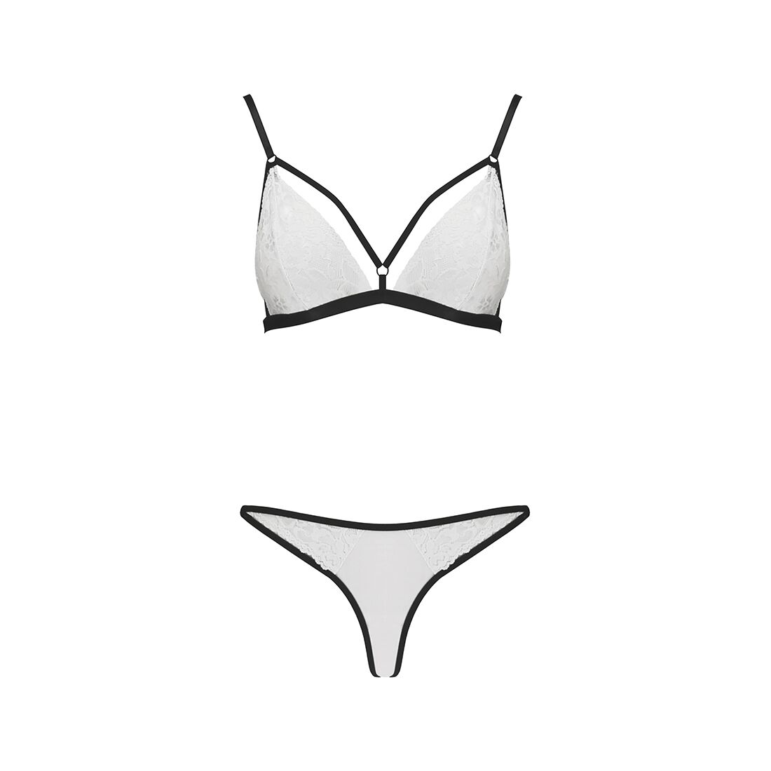 Комплект белья Passion ORIHIME SET S/M, white, стрэпы, лиф и трусики