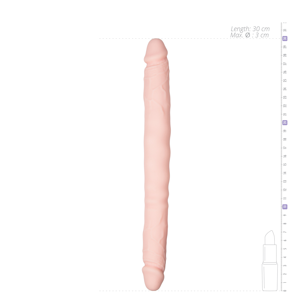 ET081SKN Фаллоимитатор с двумя концами Easytoys реалистичный, беж, 30 см