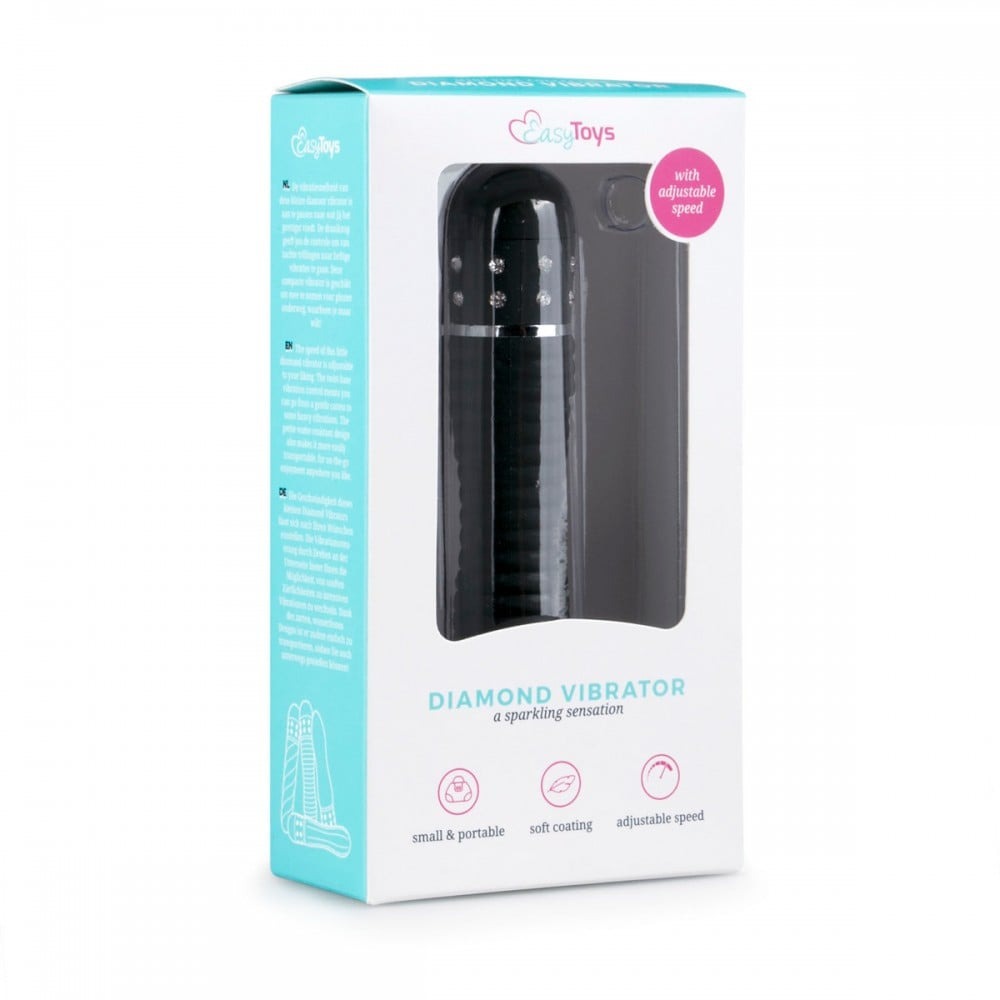 Вібратор ребристий Love Diamond Vibrator чорний, 11.4 см