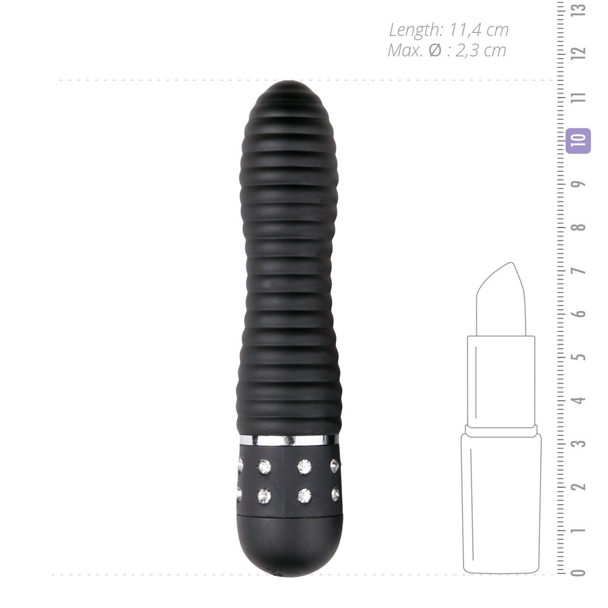 Вібратор ребристий Love Diamond Vibrator чорний, 11.4 см