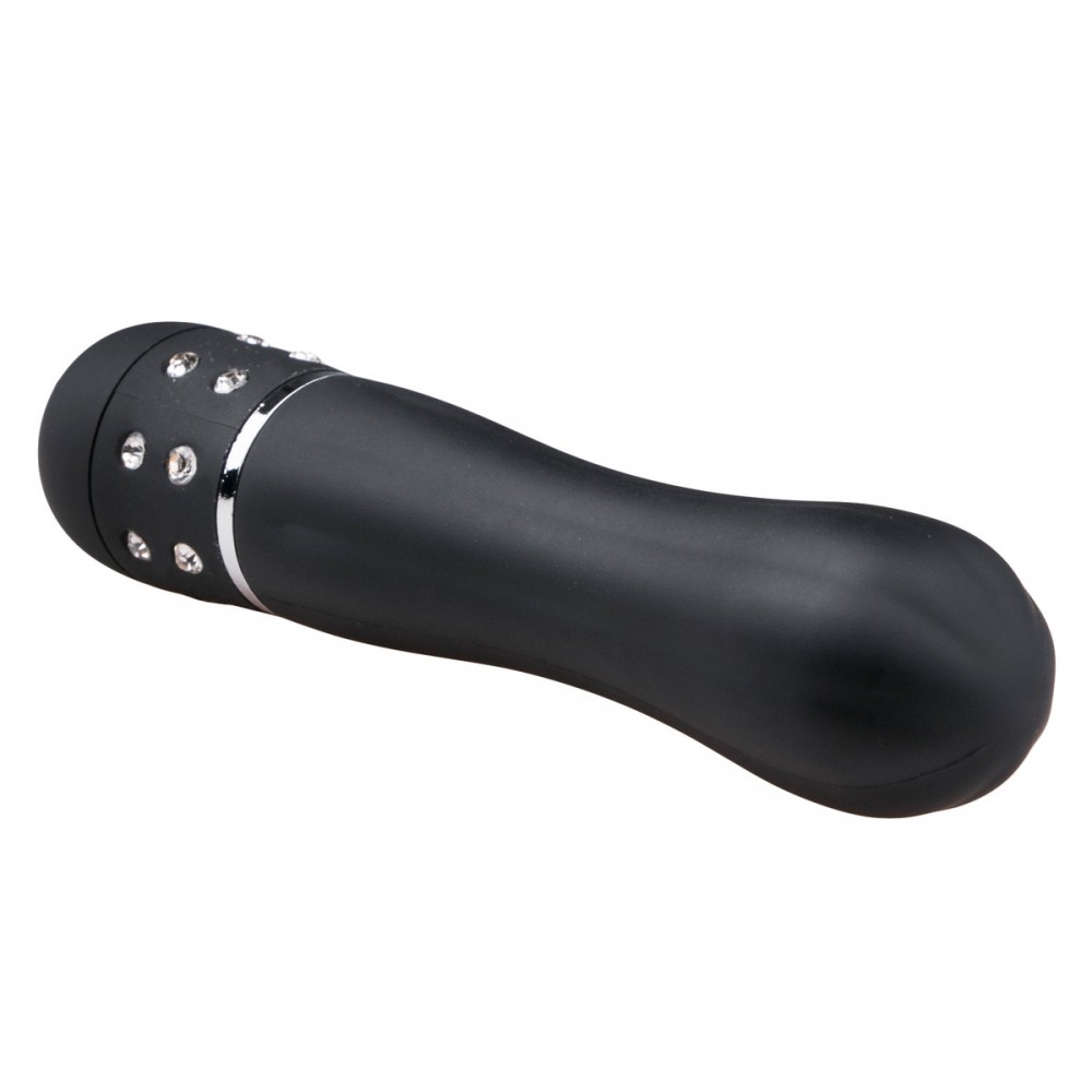 Вібратор Love Diamond Vibrator чорний, оздоблений стразами, 11.4 см.