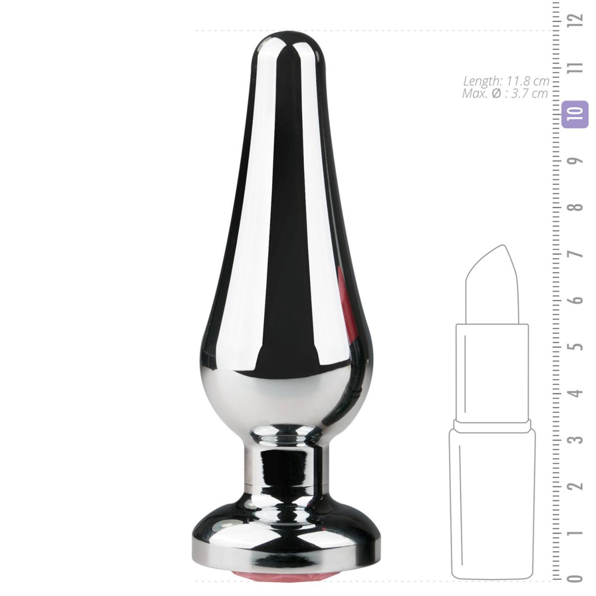 Анальная пробка Easytoys с камнем Metal Butt Plug No. 11 - Silver/Pink