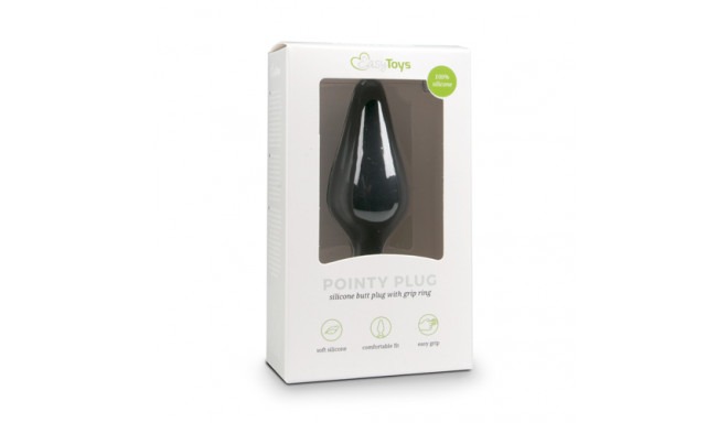 Анальная пробка со стоппером-кольцом Easytoys, силиконовая, чёрная, 8.5 х 2.5 см