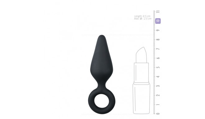 Анальная пробка со стоппером-кольцом Easytoys, силиконовая, чёрная, 8.5 х 2.5 см