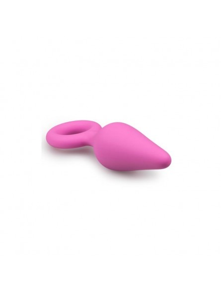 Анальна пробка зі стоппером-кільцем Easytoys, силіконова, рожева, 12 х 3.5 см
