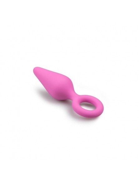 Анальна пробка зі стоппером-кільцем Easytoys, силіконова, рожева, 12 х 3.5 см