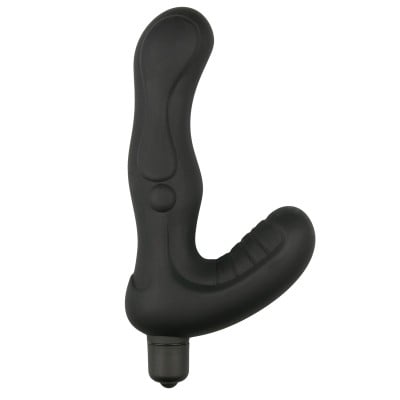 Массажер простаты с вибрацией Easytoys, силиконовый, черный, 14 х 3.5 см