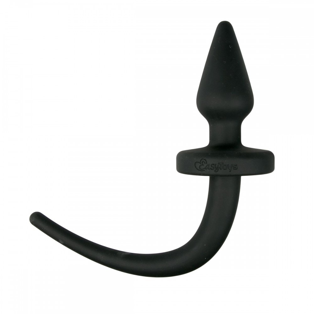 Анальна силіконова пробка з імітацією собачого хвоста Easytoys Dog Tail Plug 30 см, чорна