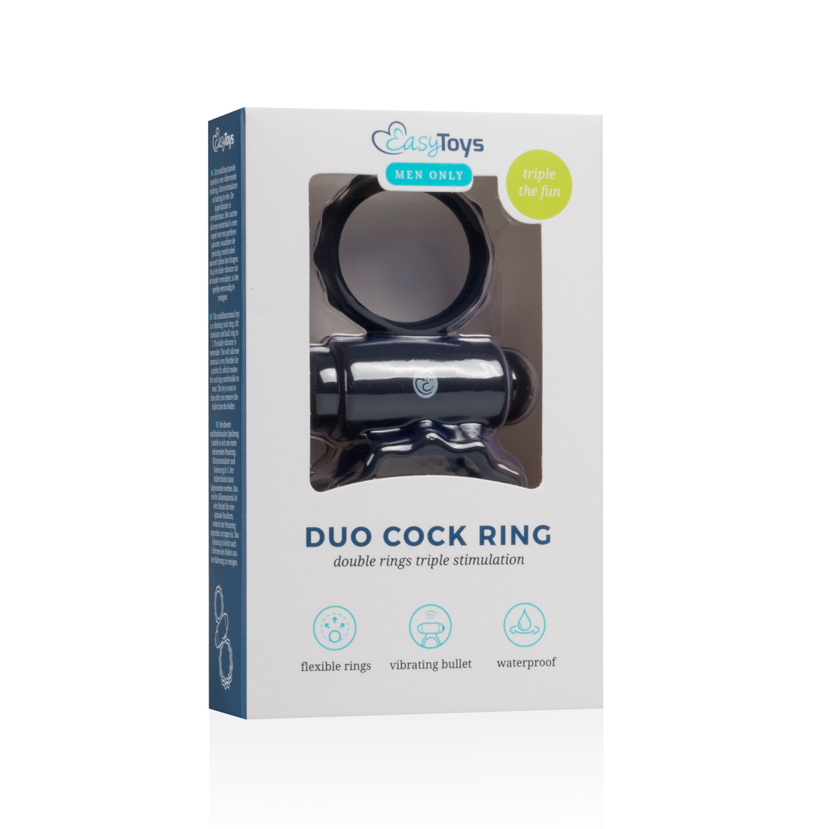 ET355BLK Эрекционное кольцо двойное Duo Cockring с вибро, черное