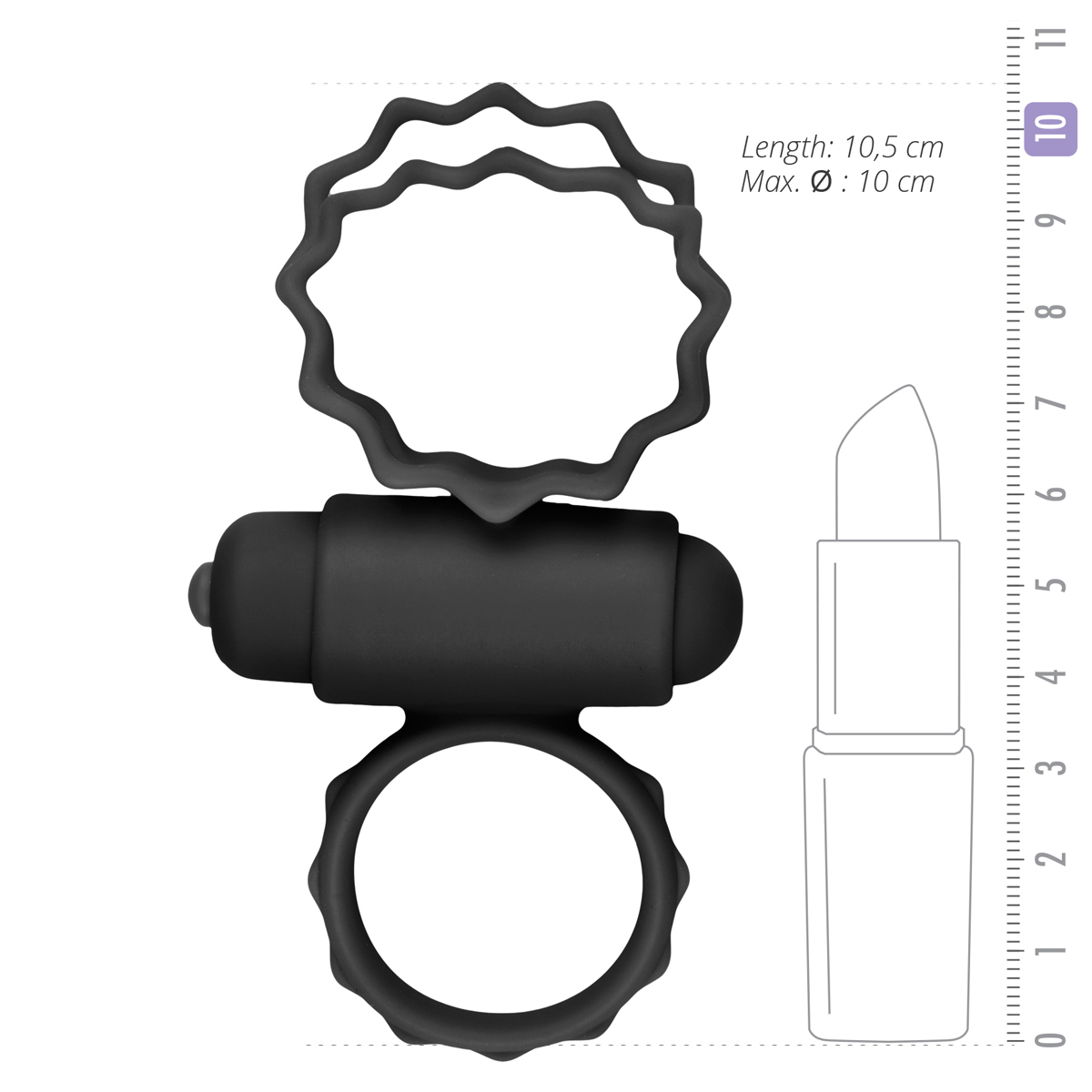 ET355BLK Эрекционное кольцо двойное Duo Cockring с вибро, черное
