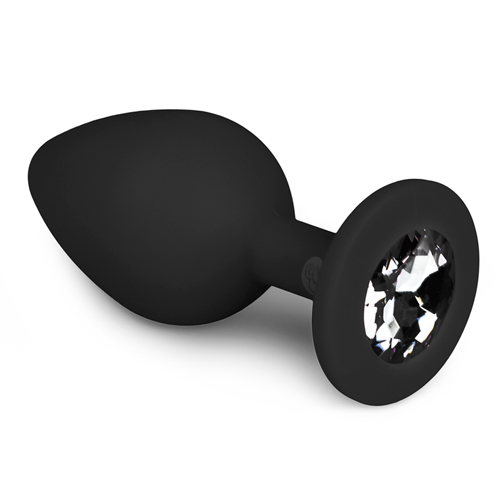 Анальна пробка із кристалом Easytoys, силіконова, чорна, 8.5 х 3.3 см.