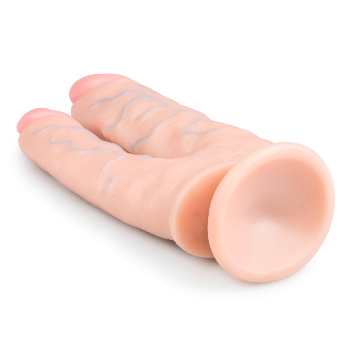 Подвійний фалоімітатор на присосці Easytoys, бежевий, 24.2 х 4.5 см