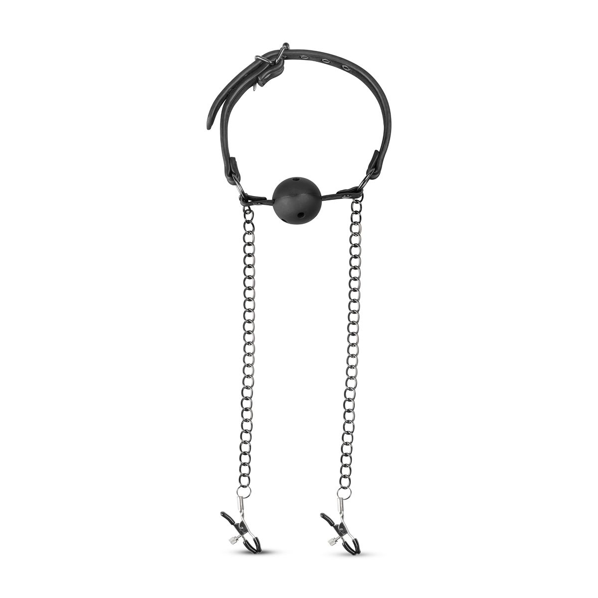 Кляп з зажимами на соски Open Ball Gag With Nipple Clamps