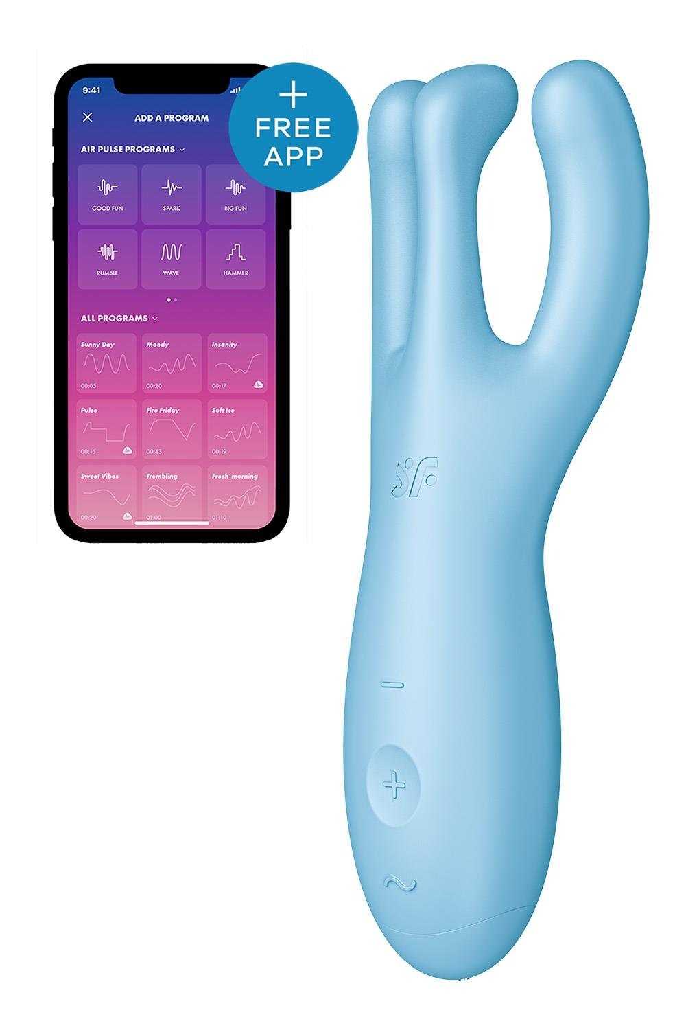 Смарт-вібратор потрійний для клітора Satisfyer Threesome 4 блакитний