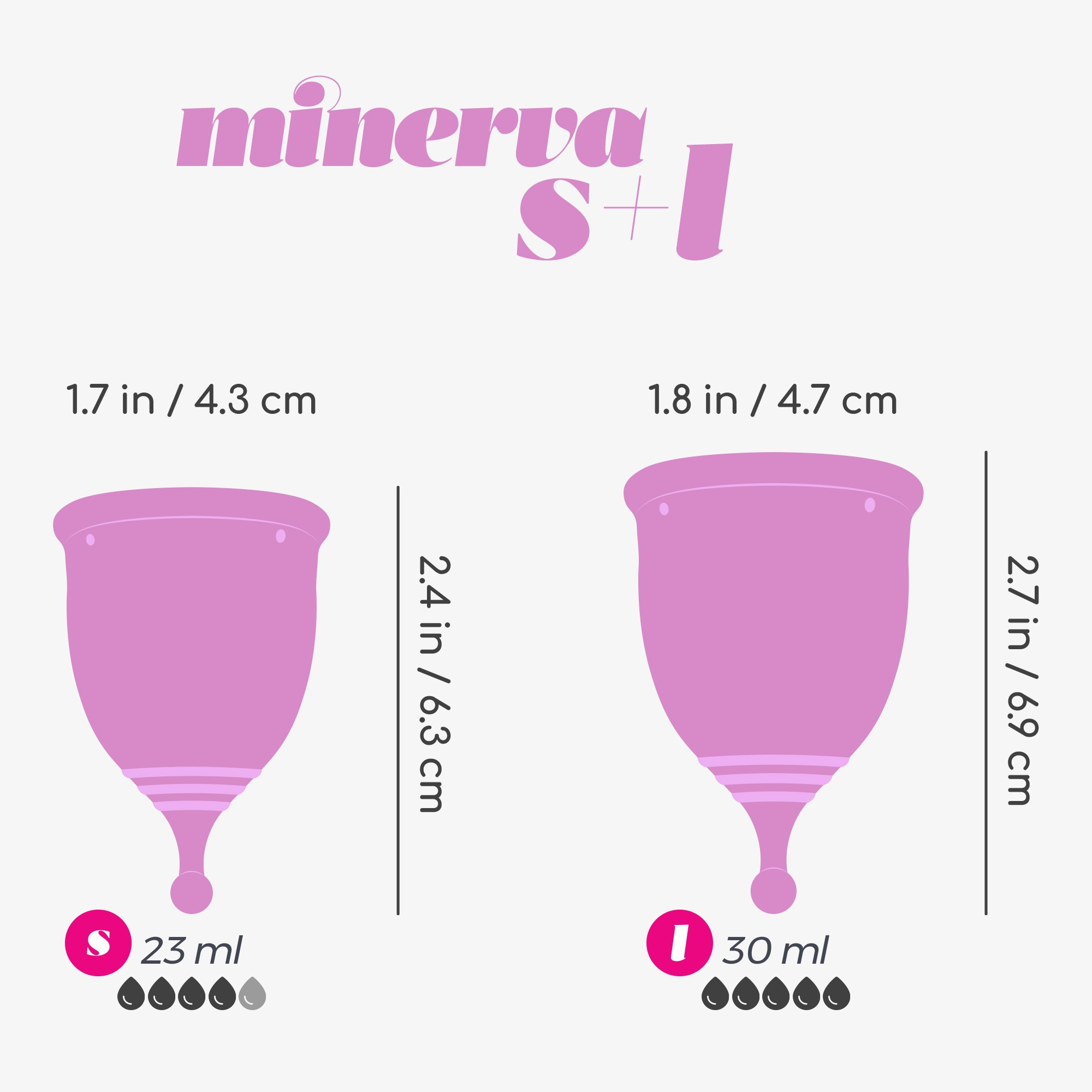 Набір менструальних чаш CRUSHIOUS Minerva, S і L, з чохлом і очищувачем іграшок, 150 мл