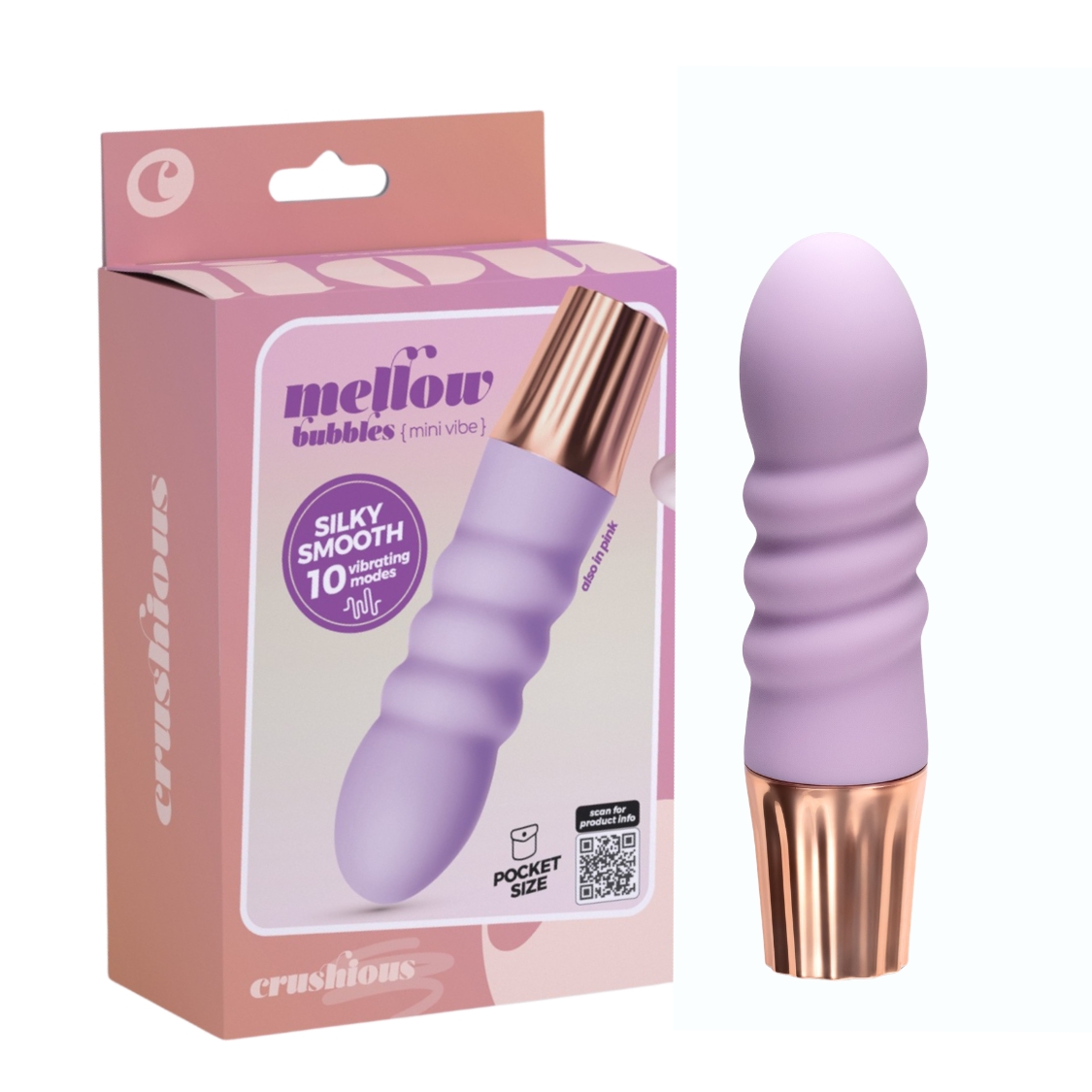 Міні-вібратор CRUSHIOUS Mellow Bubbles, лавандовий, 11 х 2,8 см